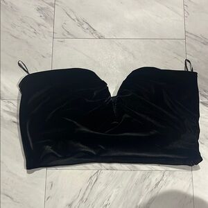 Zara Black Velvet Crop Top